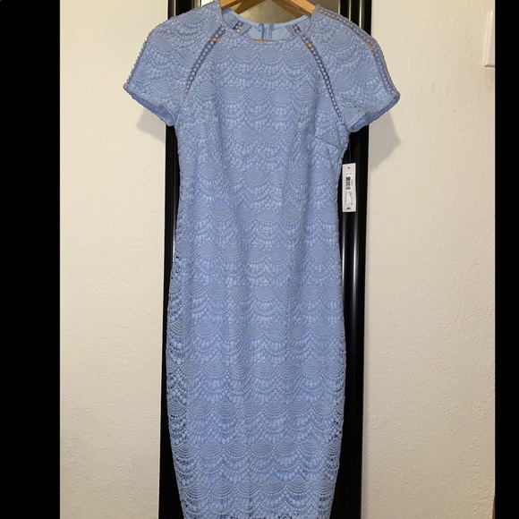 Blue lace short sleeve midi dress - Picture 1 of 2